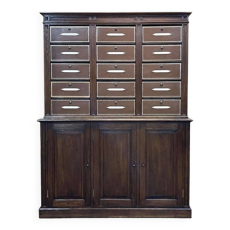 Early 20th century notary's furniture in oak with its cardboard box