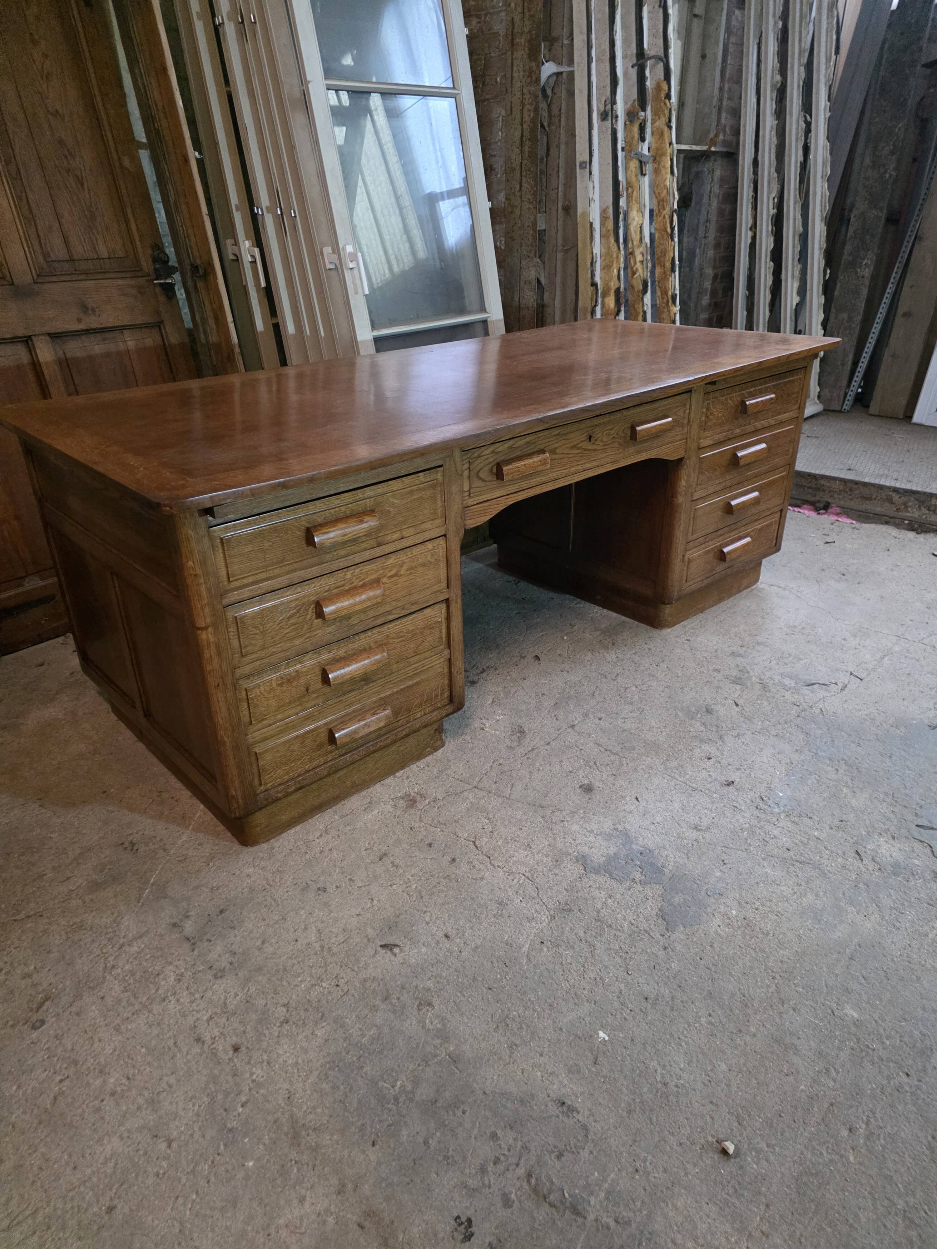 Bureau ministre XXL en chêne , 220 × 95 cm