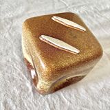 Bertoncello ,,screziato tabacco" glaze, cube vase italian vintage mid century from the 1970's by rob