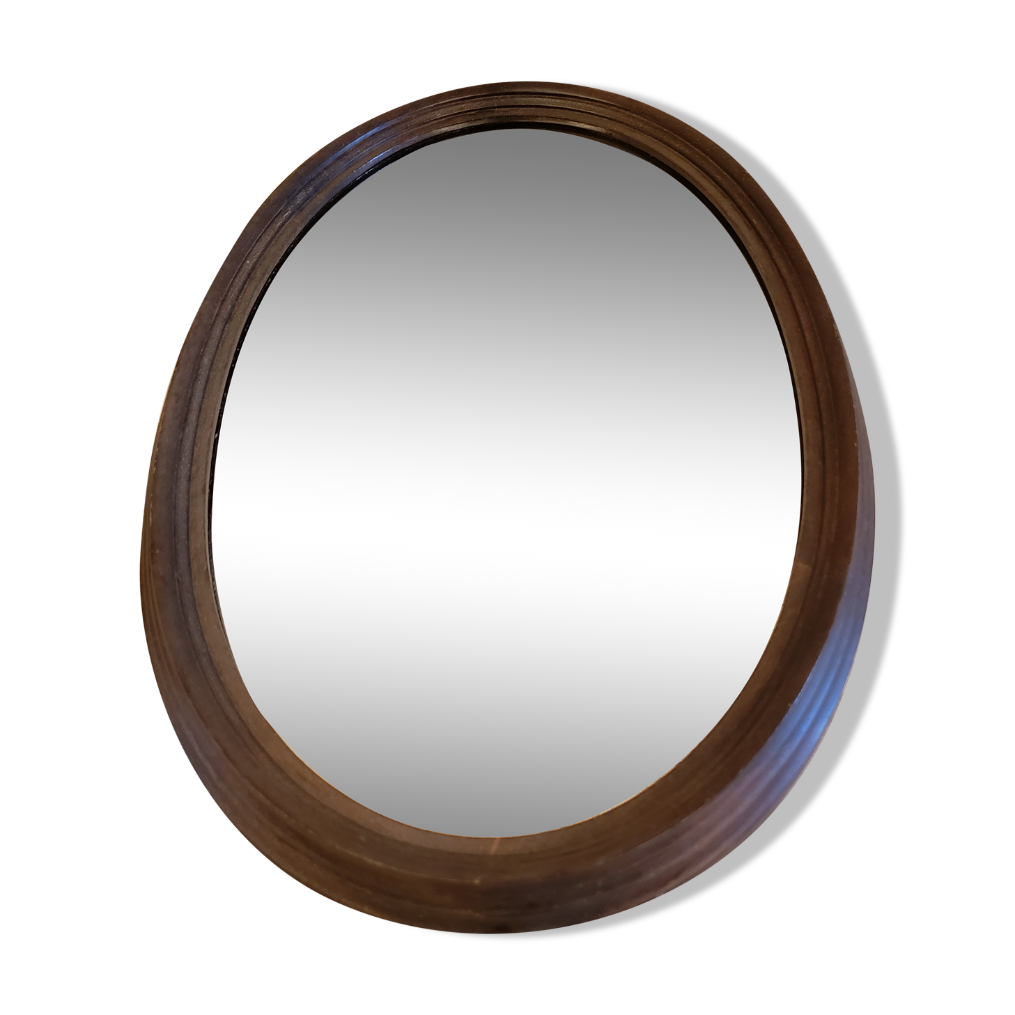 Oval vintage wooden mirror