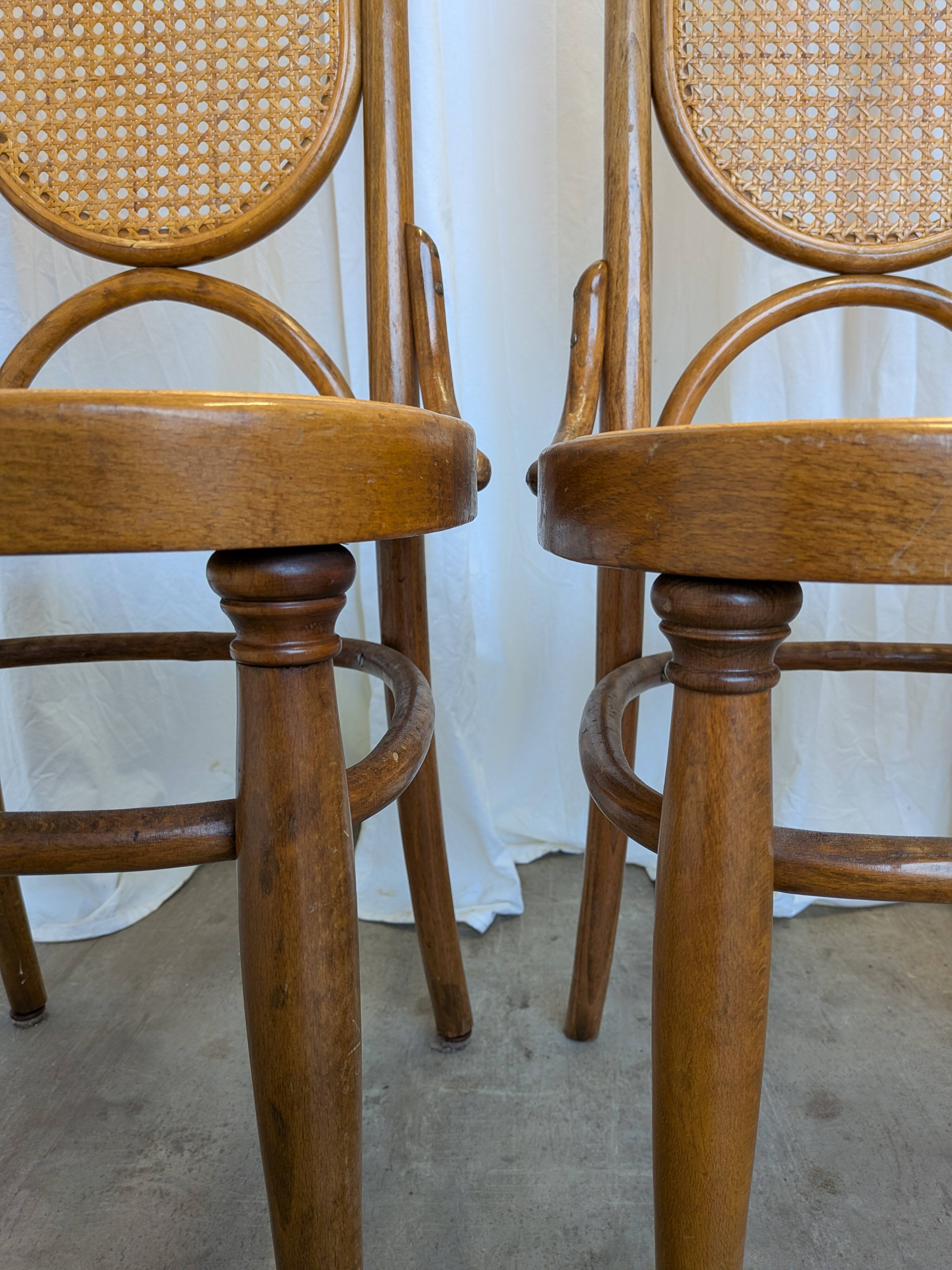Set of 4 Vintage Bentwood Cane Dining Chair, Thonet Style, 1970s Yugoslavia