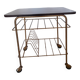 Table roulante - porte-vinyle en formica et métal doré