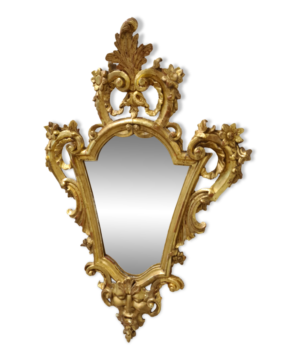 Antique baroque gilded mirror in carved wood, 18th century