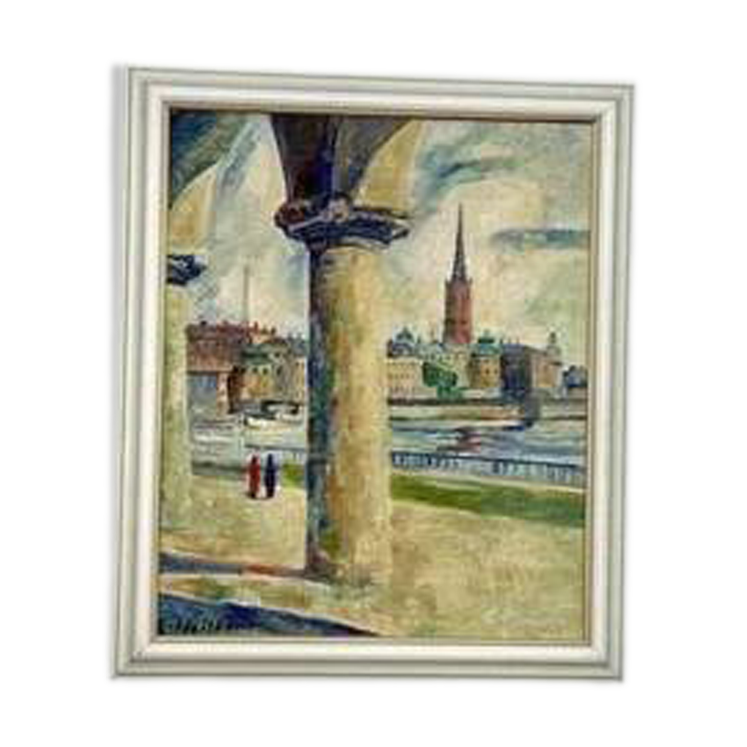 Swedish Oil on Panel “Stockholm Motif” by Emil Hellbom, Vintage & Framed 56×48cm