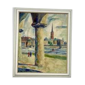 Swedish Oil on Panel “Stockholm Motif” by Emil Hellbom, Vintage & Framed 56×48cm