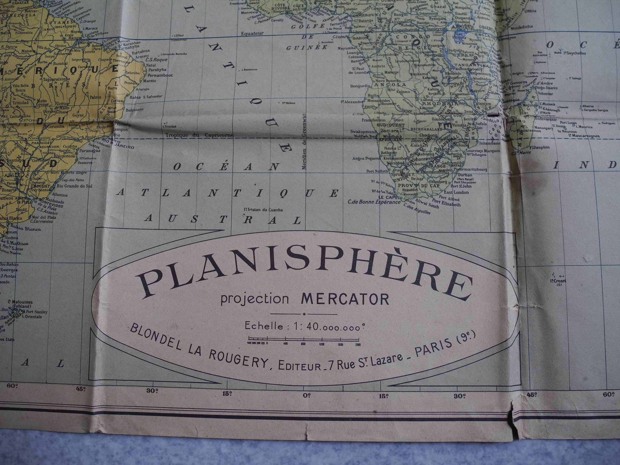 Planisphere map time zones blondel paris old french map time zone 30s
