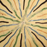 Red Provençal earthenware plate, sun decoration, Folk Art