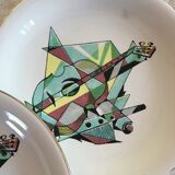 8 old plates Sarreguemines cubist décor