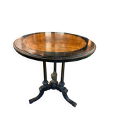 Pedestal table in blackened and fruit wood