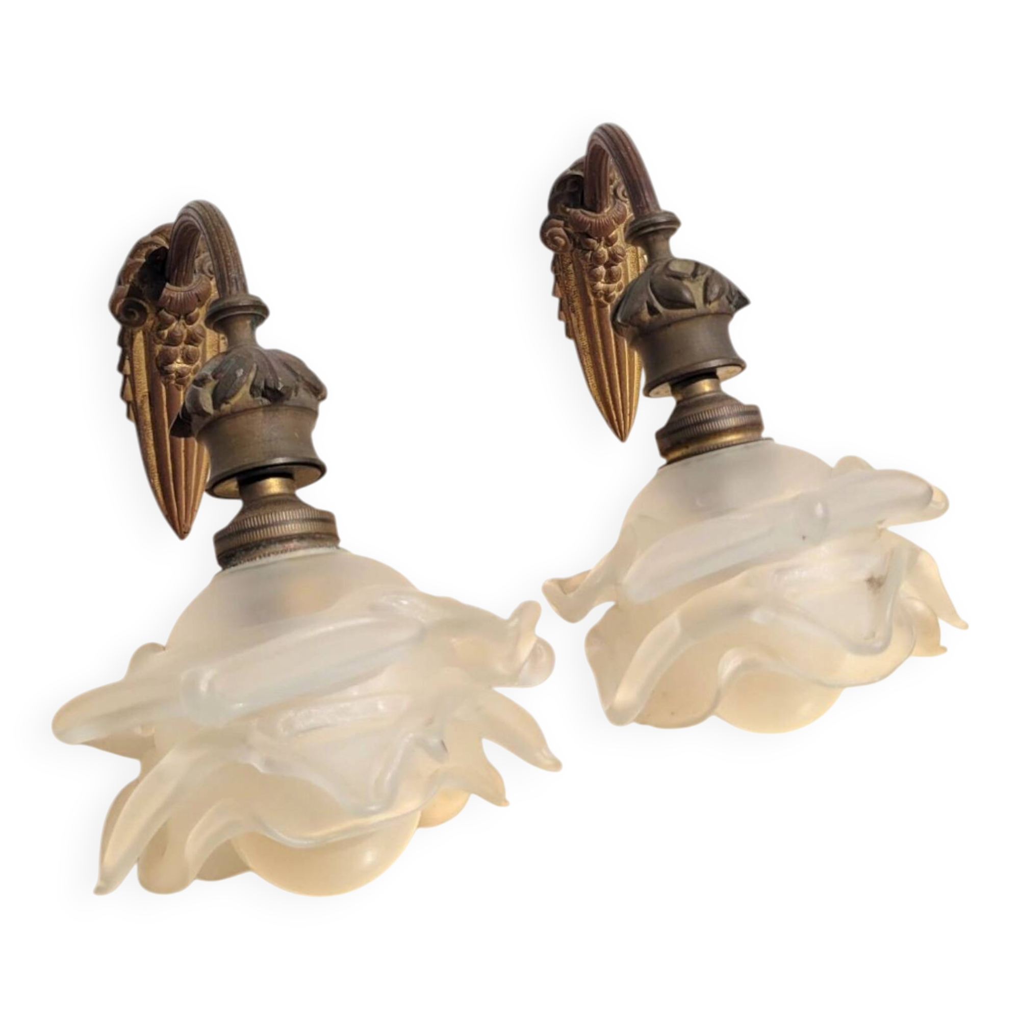 Pair of antique gilded wall lamps