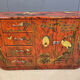 Vintage red chinoiserie cabinet, 1970s