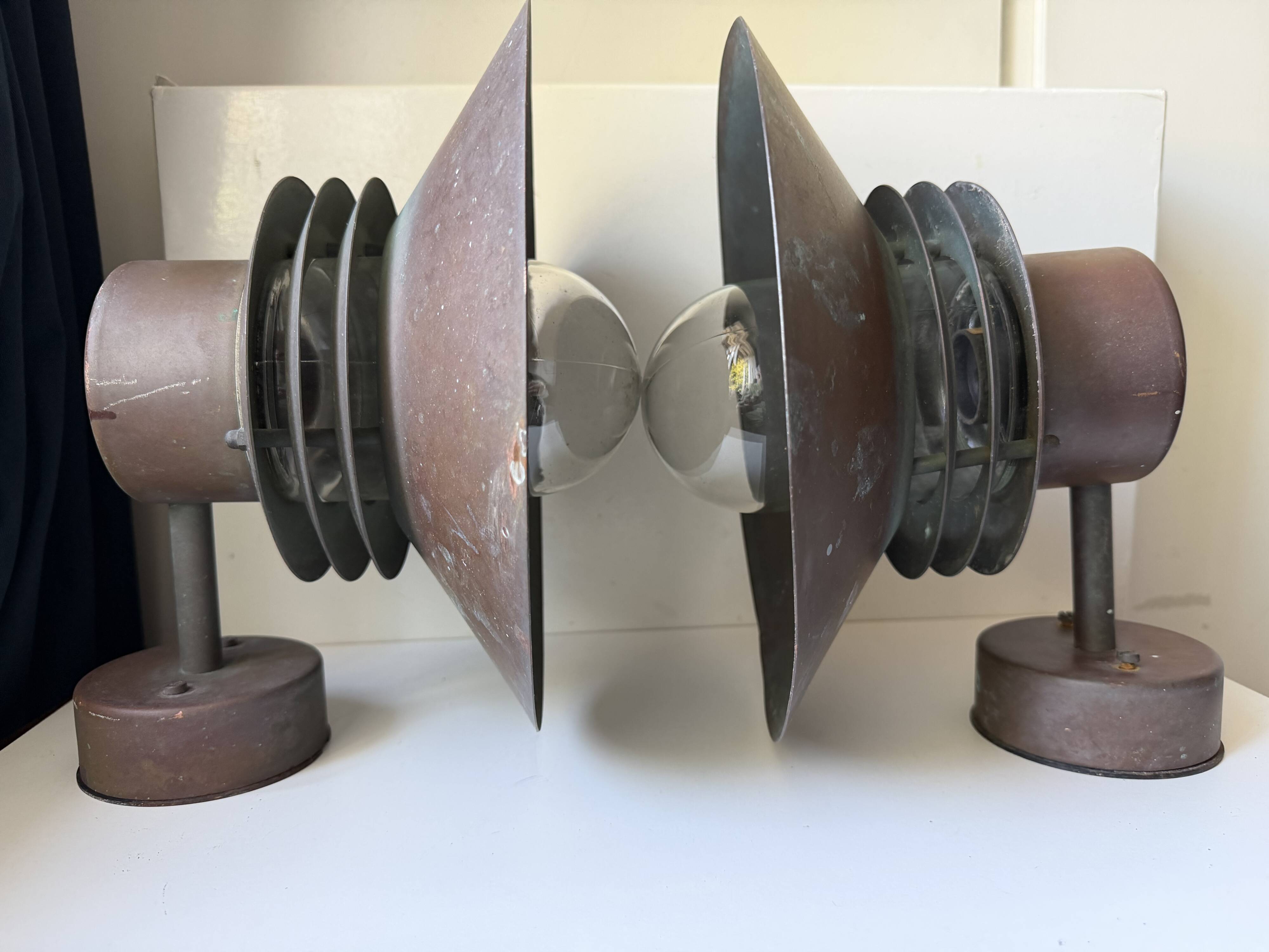 Pair of Danish Vintage Copper Wall Lamps