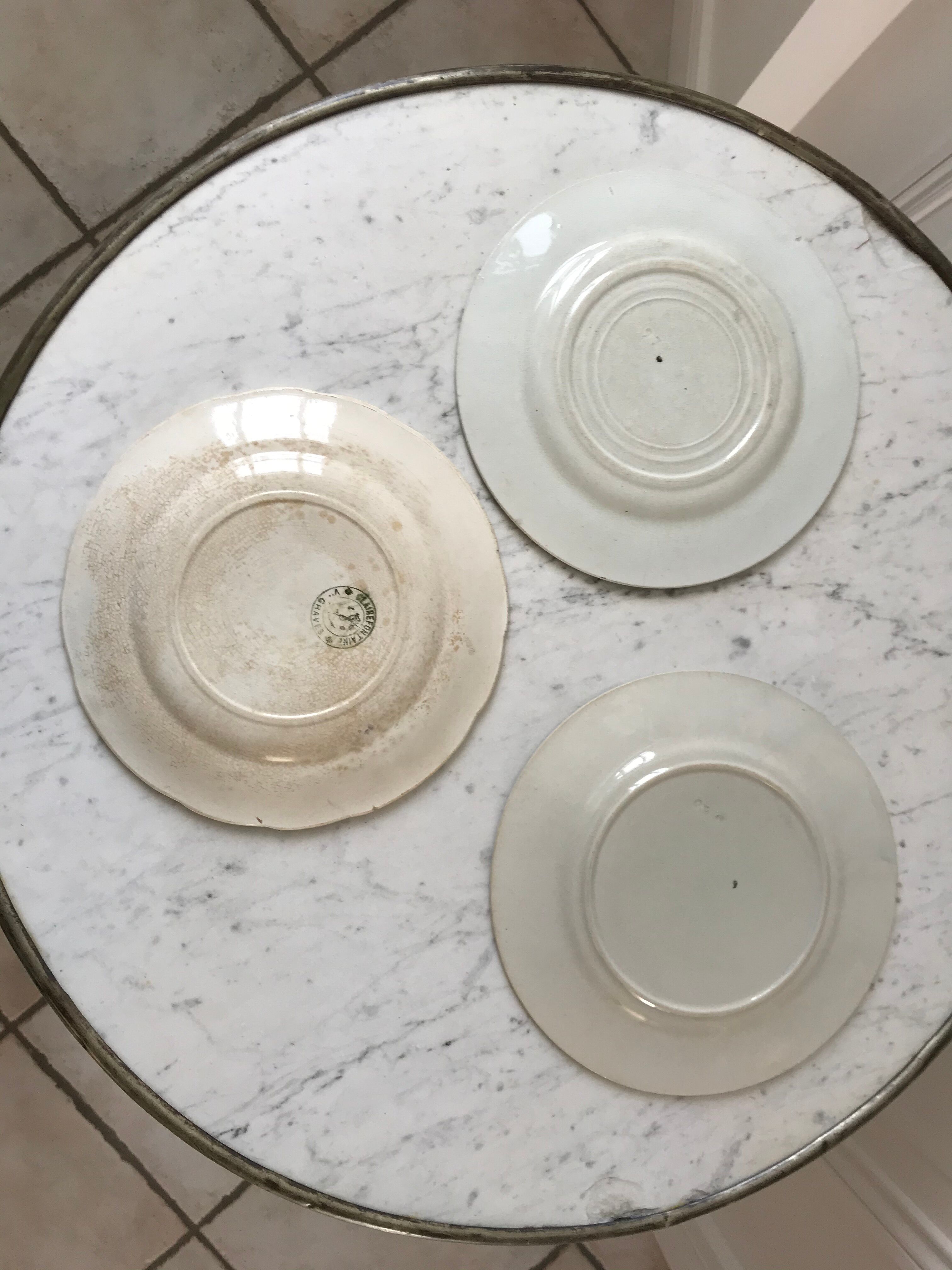 Trio of dessert plates in slurry XIXth