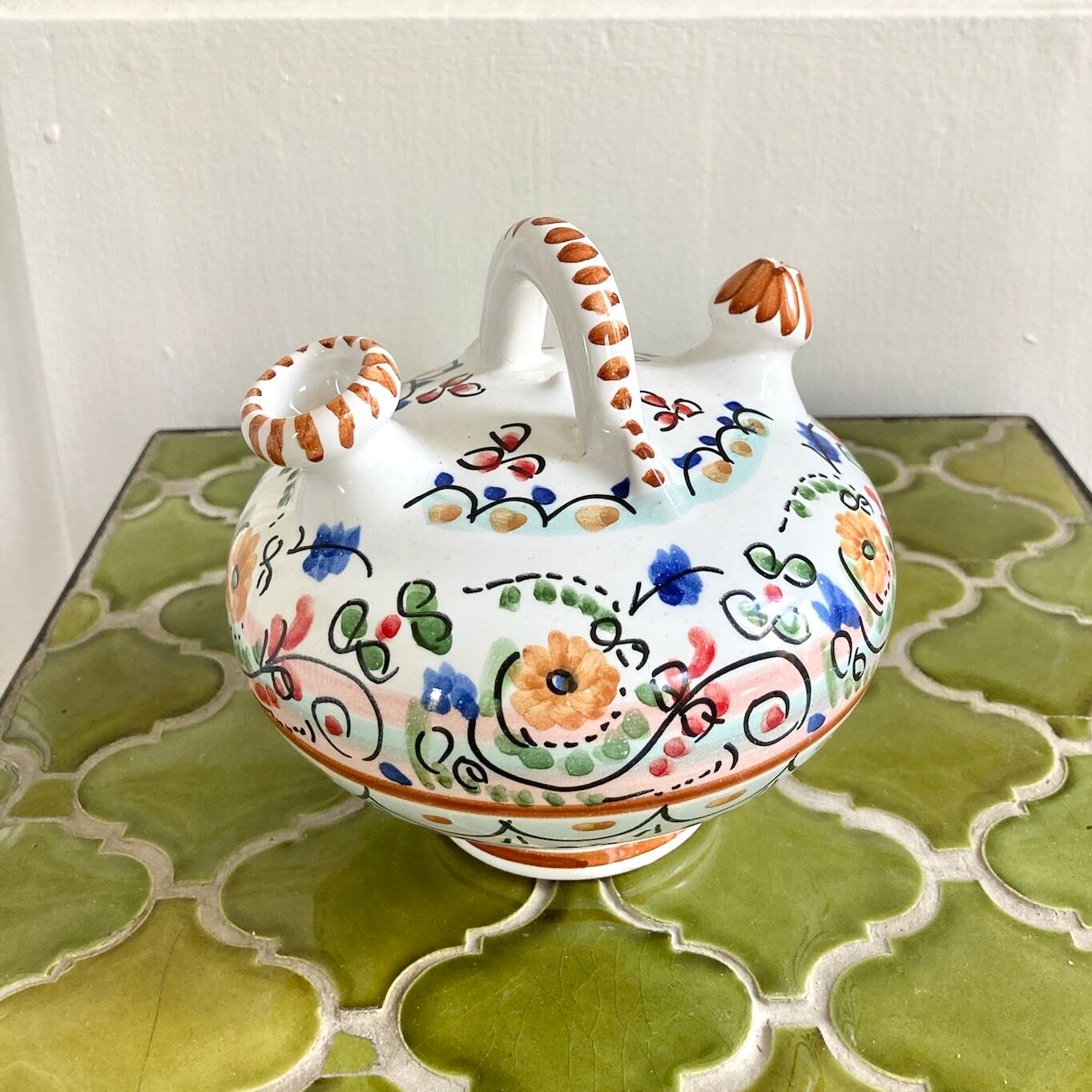 Gargoulette jug ceramic flower spade