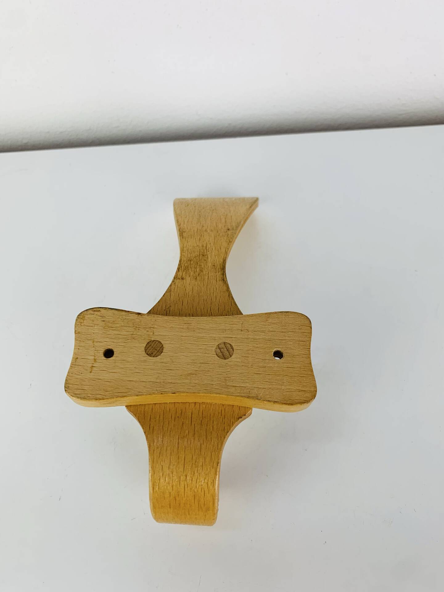 Curved wooden coat hook, 1960s vintage