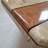 Travertine and marble coffee table