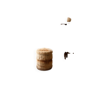 Cylindrical storage pouffe in faux fur 1970