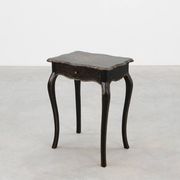 19th Century Black Wooden Side Table with Drawer, France