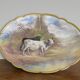 Large decorative plate made of hand-painted porcelain – Countryside scene with cattle