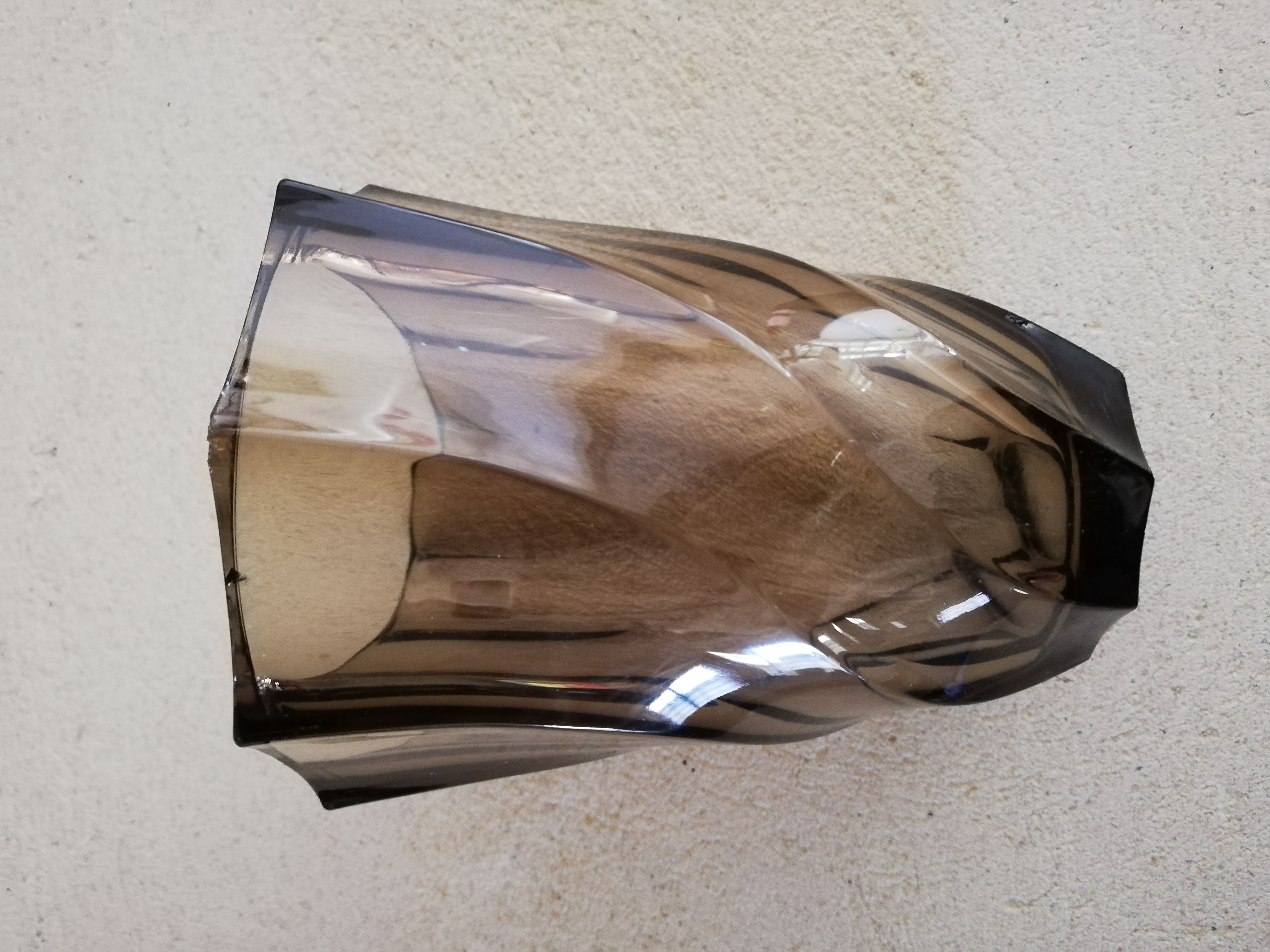 Luminarc twisted vase in smoked glass 1970s