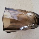 Luminarc twisted vase in smoked glass 1970s