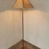 Scandinavian floor lamp 1960, wood and brass