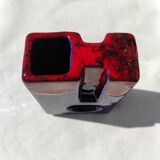 Ceramic vase year 70 blue and red design