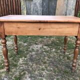Louis Philippe style old cherry desk table with 2 drawers and 1 pull.
