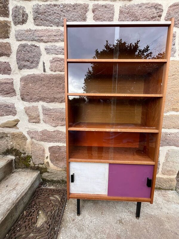 Bibliothèque vintage vitrée