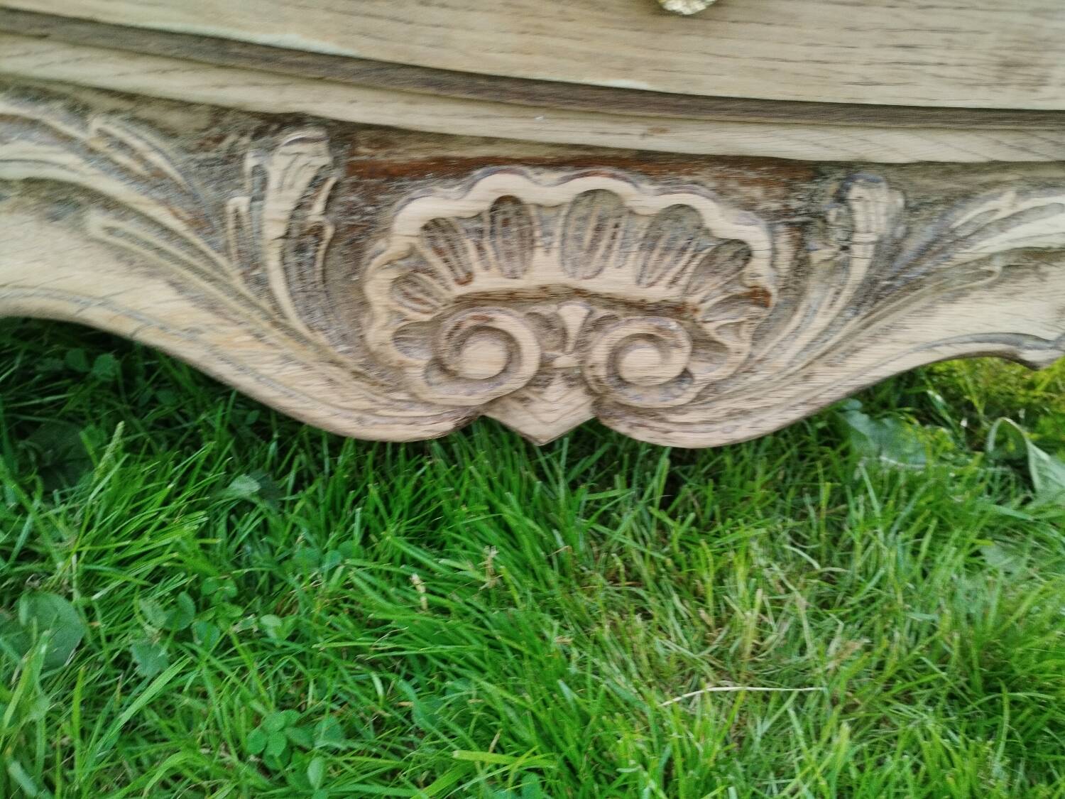 Antique Louis XVI style chest of drawers with wooden top
