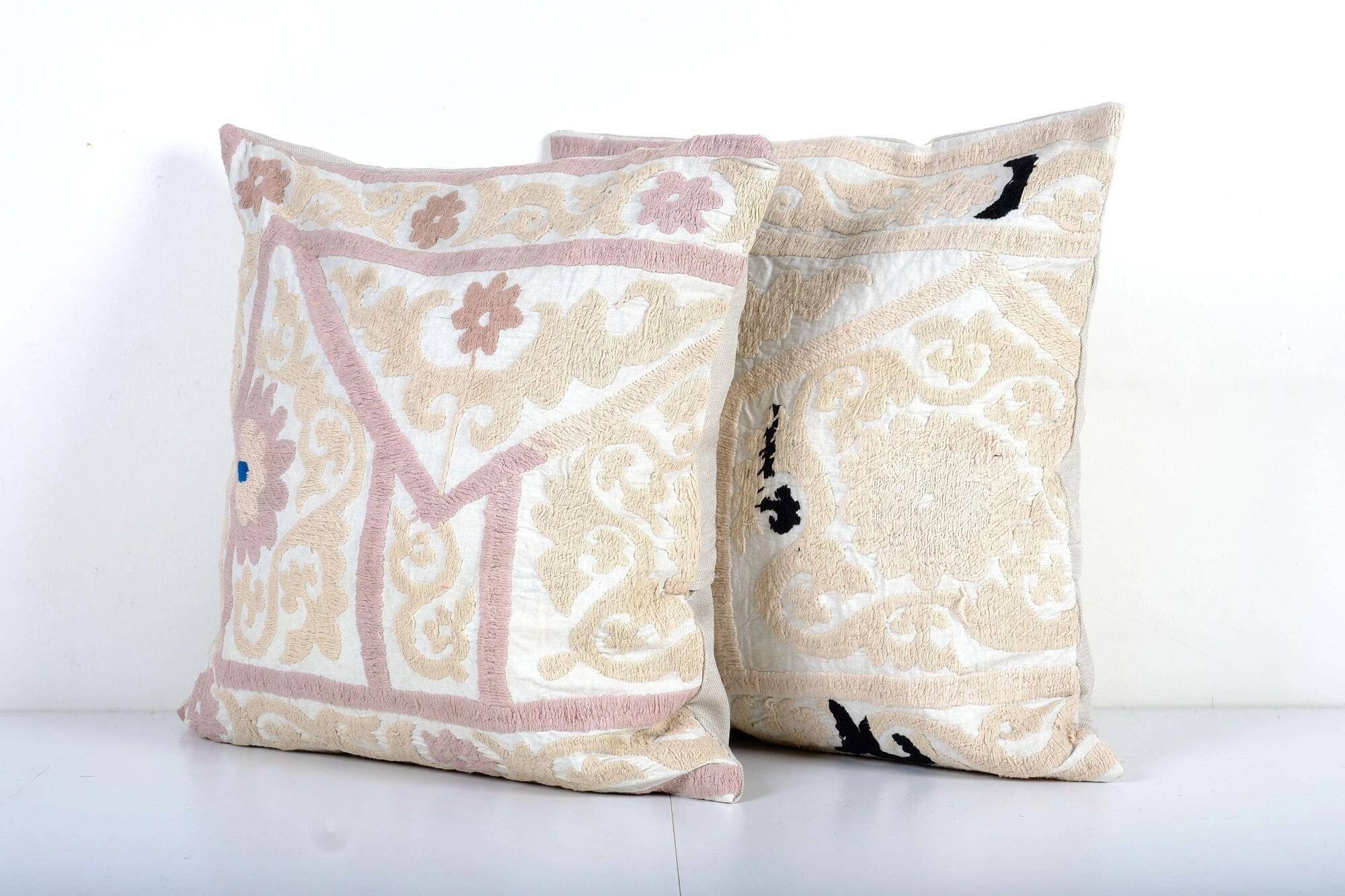 Set of 2 vintage embroidered cushion covers 53x56 cm
