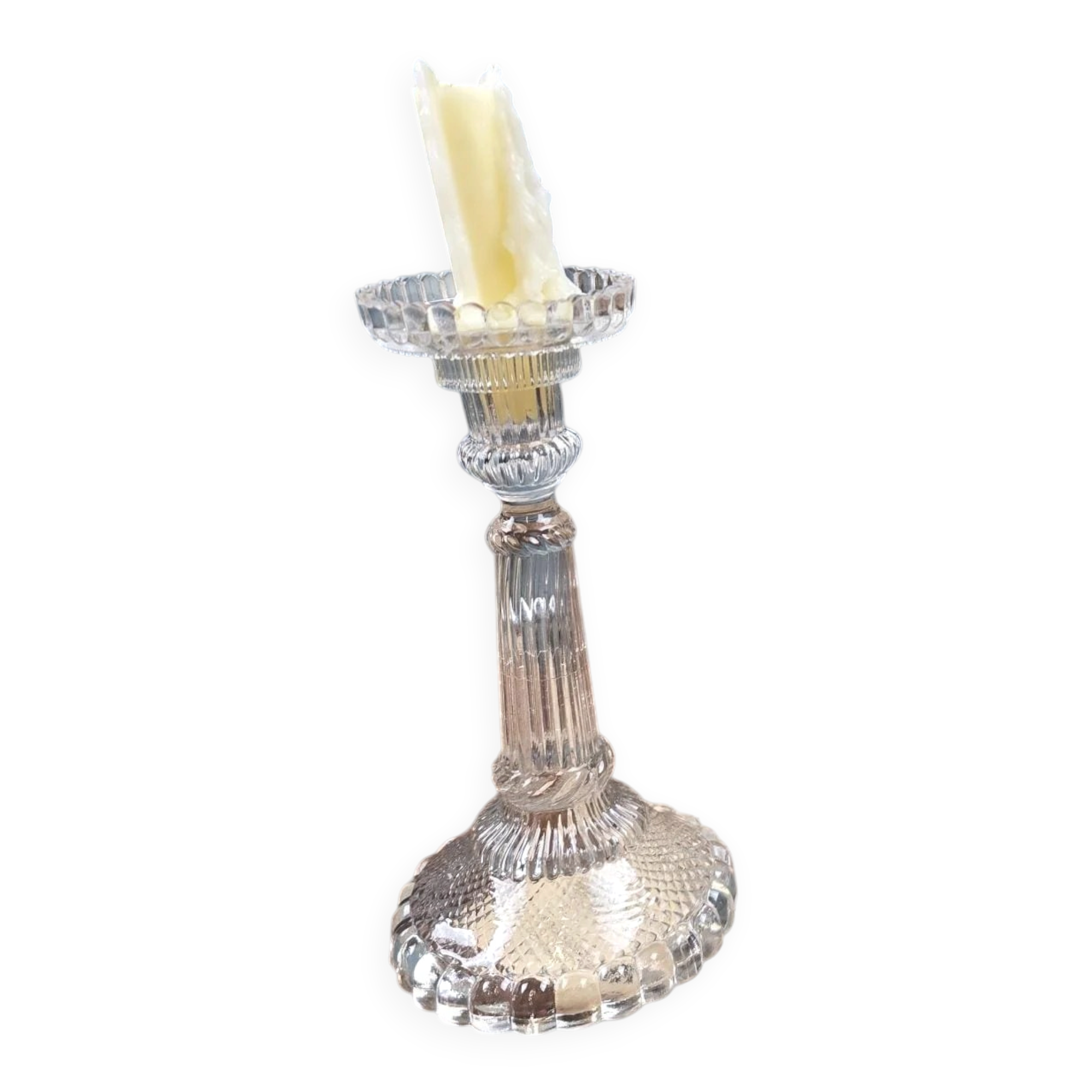 Old large moulded glass candlestick