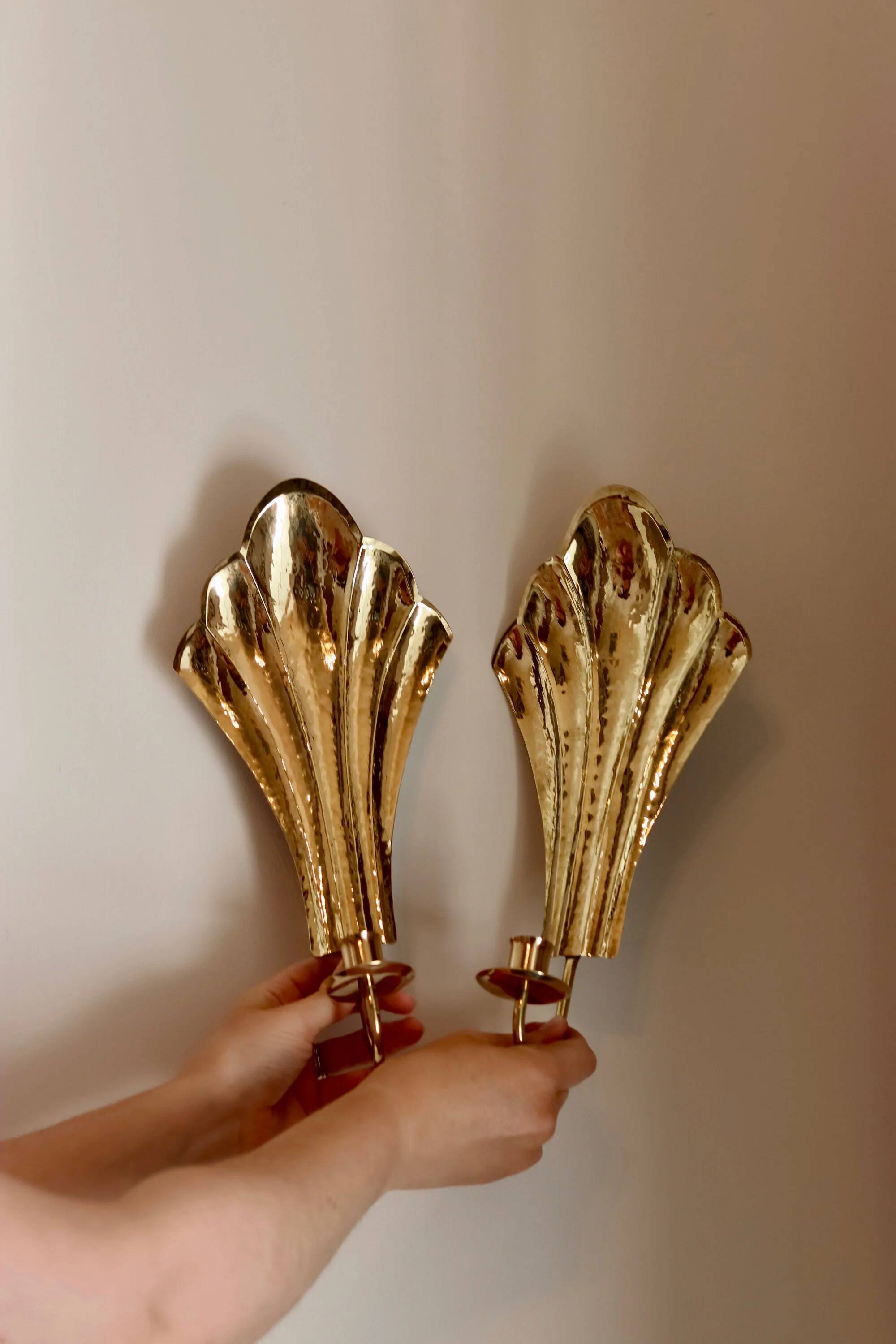 Pair of vintage Swedish brass sconces by Arvika