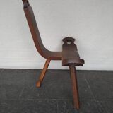 Vintage Spanish Wooden Chair and Stool from the 1970s