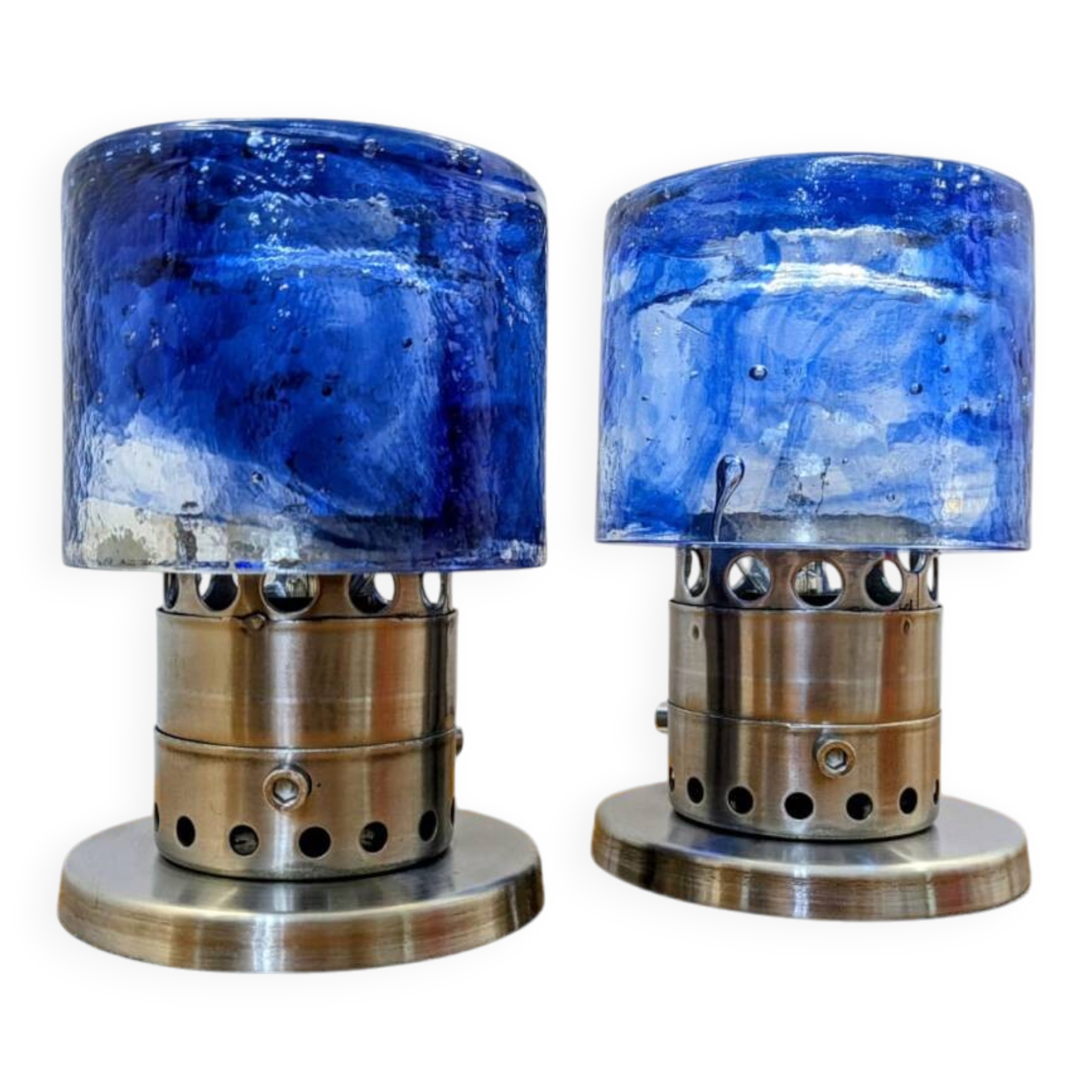 Pair of lamps by Carlo Nason for Mazzega, Murano, Italy, 1970s
