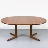 Danish Round Teak Dining Table with Extension from S Møbelfabrik, 1970s
