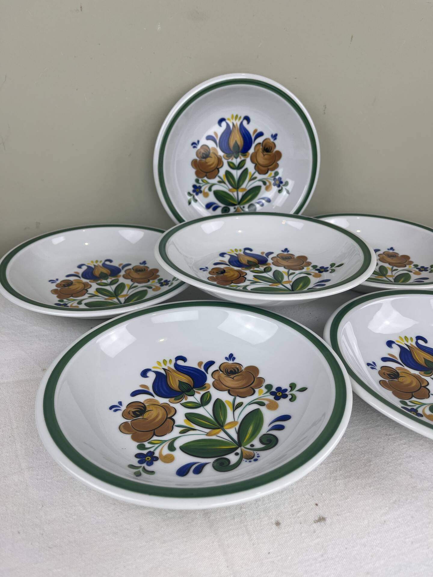 6 hand-painted deep plates