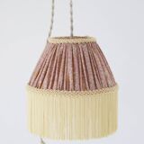 Small floral portable lamp with fringed finish