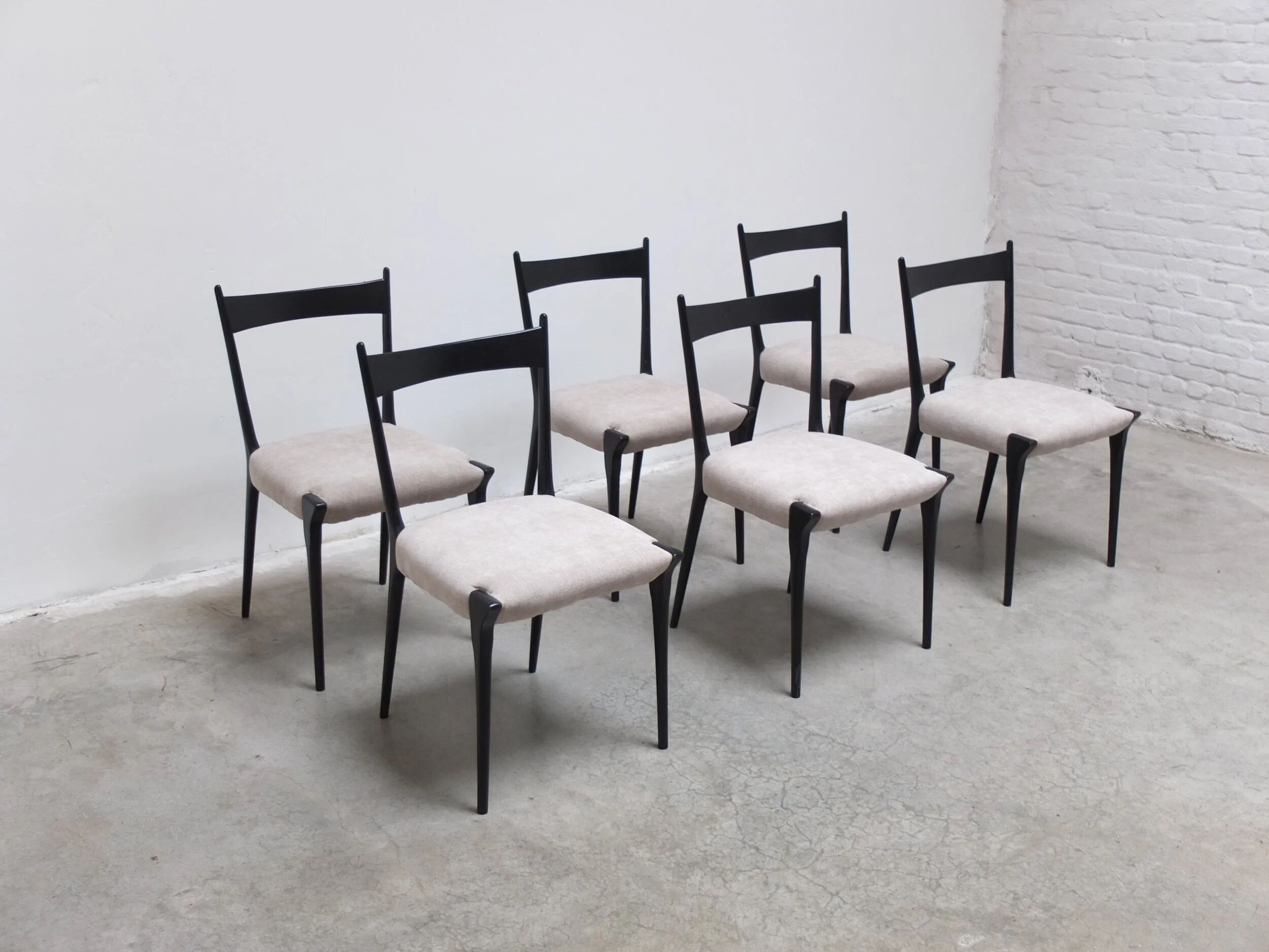 Rare set of 6 'S11' dining chairs by Alfred Hendrickx for Belform, 1950s