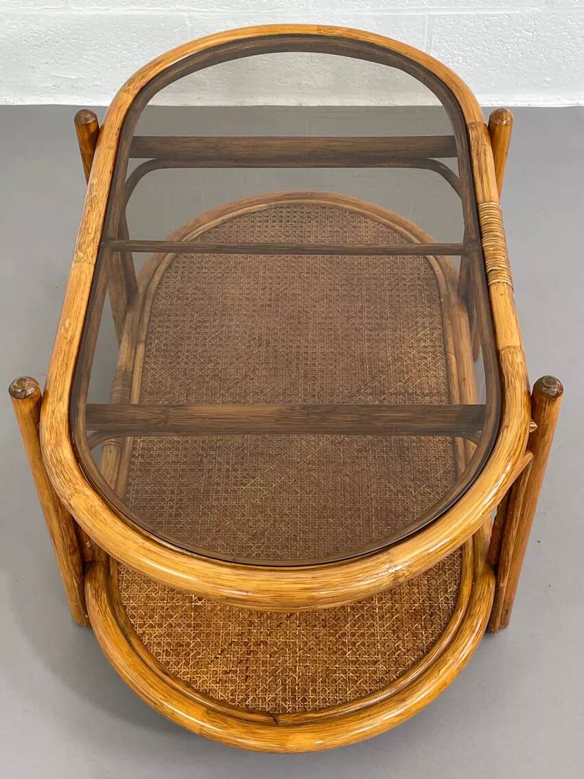 Vintage roasttan coffee table and glass top