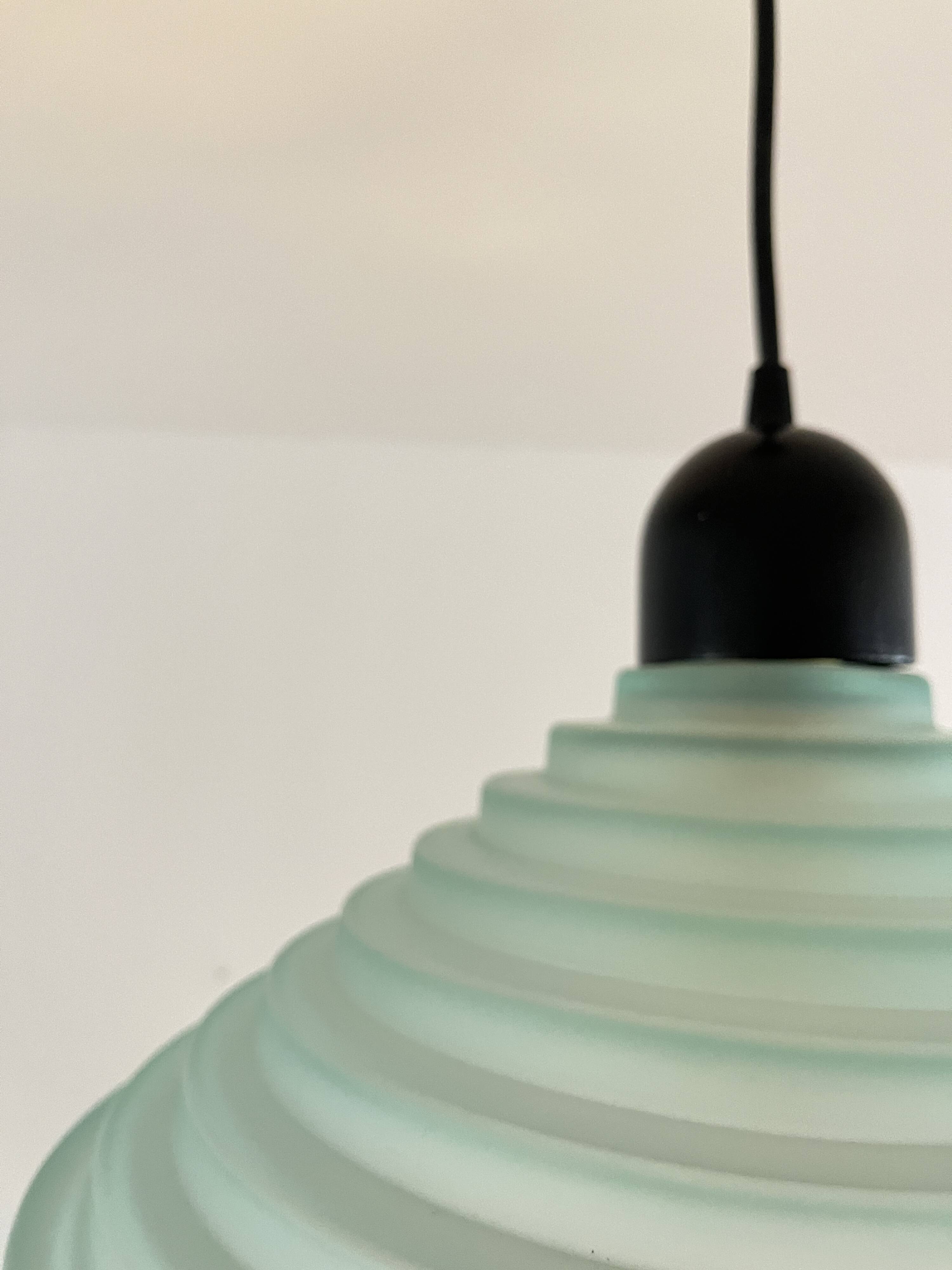 Vintage Aqua Green Honeycomb Glass Ceiling Lamp, 1980s Postmodern lamp