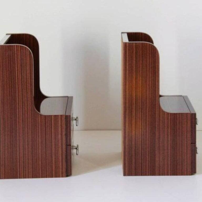 Vintage Italian Mid-Century Modern Wood Bedside Tables, 1970 circa
