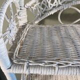 White rattan and wicker shelf