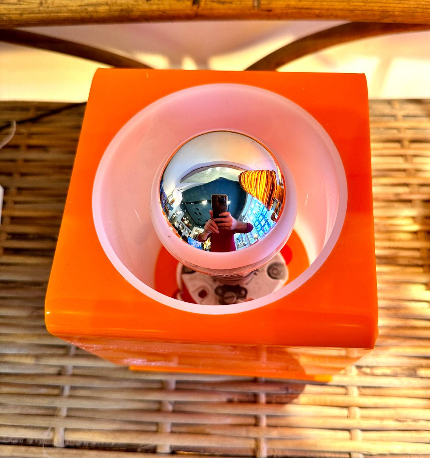 Orange cube lamp