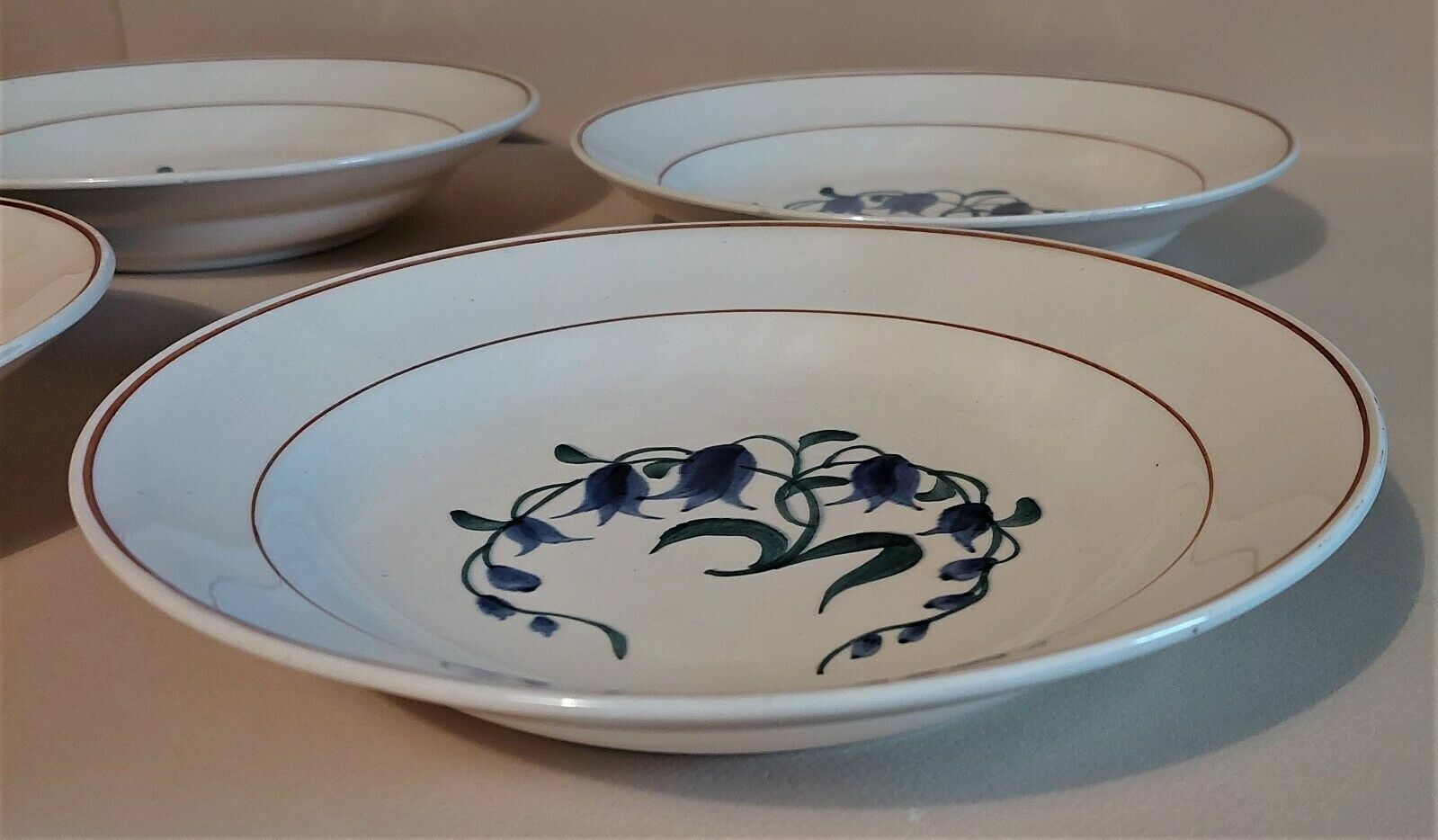 Hollow plates series of six earthenware from Longchamp décor Simone