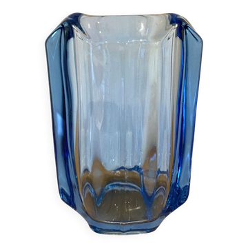 Vase en verre d'uranium bleu, années 1970