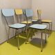 6 vintage formica blue yellow kitchen chairs