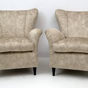 Attributed Gio Ponti Mid-Century Modern Italian Velvet Armchairs for ISA