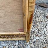 Vintage rattan wall shelf with mirror