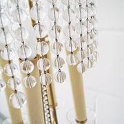Chandelier antique four flames with glass beads, brass, boho lamp